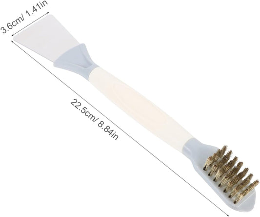 Scrubber Brush Cleaning Tool with Wire Bristles and Scraper for Gas Stove Range Hood and Cooktop Ergonomic Handle for Comfortable Grip and Deep Grease Removal
