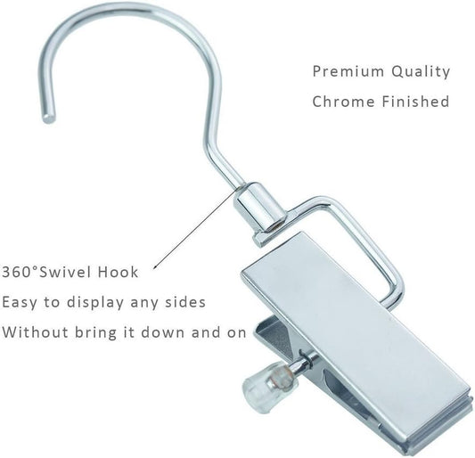 Laundry Hangers with Swivel Hooks Hold Boots Clips Pin Stainless Steel Portable for Travel Clothes Towel Pack of 10