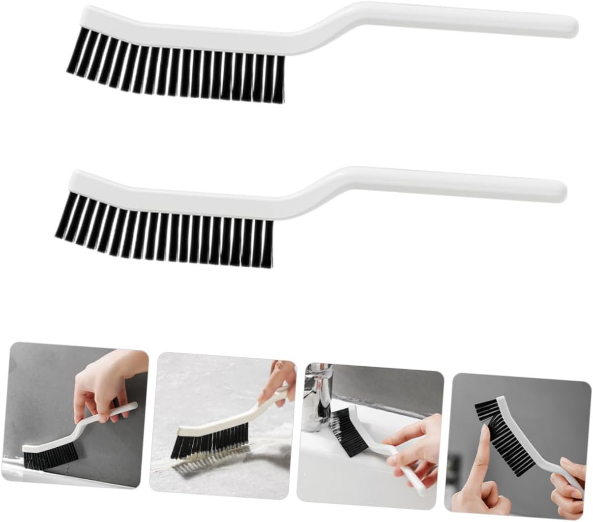 Amosfun 4pcs Hard Bristle Crevice Cleaning Brush 8.2" Gap Cleaning Tool for Kitchen Bathroom Window Tracks and Narrow Spaces