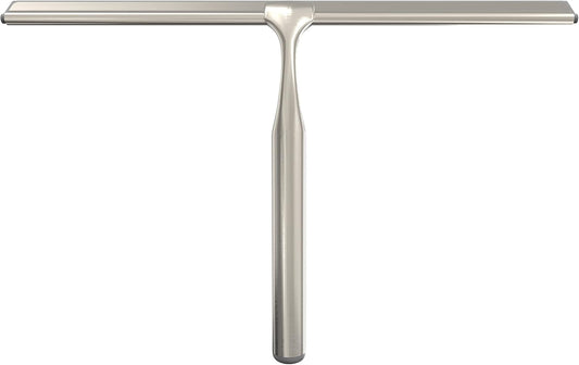 Better Living Deluxe XL Shower Squeegee, Multi-Purpose Silicone Squeegee Blade with Storage Hook, Rust-Proof Heavy Duty Window, Glass, Shower Scrubber, Windshield Wiper, 12", Brushed Nickel