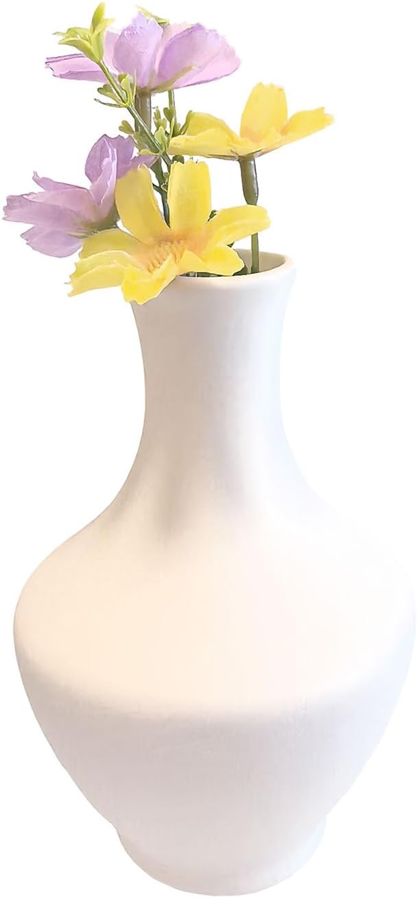Daittin 3-Piece Ceramic Bud Vases Set - Small White Matte Vases for Dried Flowers, Decorative Mini Vases for Home Decor, Tabletop, Shelf, Office & Bedroom, Ideal for Housewarmings & Gift-Giving