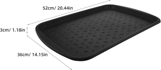 Boot Tray for Entryway Indoor - 20.5"x15" Heavy Duty Plastic Shoe Mat for Wet Shoes with Raised Edge Floor Protection - Pet Food Tray - All-Weather Utility Mat