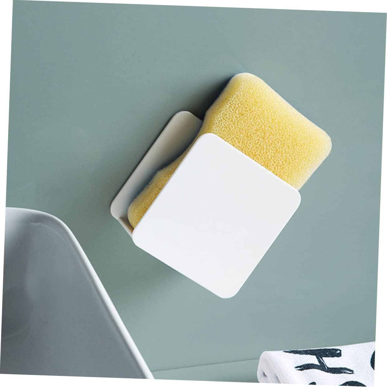 2pcs Wall-Mounted Sponge Drain Rack for Kitchen Sink Quick-Drying Storage Holder for Dishcloths and Cleaning Sponges No-Drill Material Design
