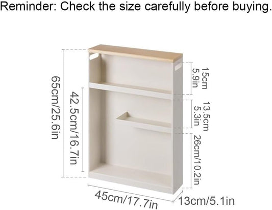 Slim Metal Rolling Cart, Narrow Bathroom Storage Cabinet with Wheels, Small Utility Cart for Kitchen, Bathroom Organizer & Space-Saving Trolley
