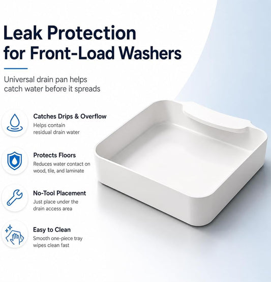 Universal Front-Load Washing Machine Drain Pan,1Pc | Washing Machine Drain Tray, Leak-Proof Water Catch Drainage Tray, Easy Installation for Basements, Apartments, Mobile Homes