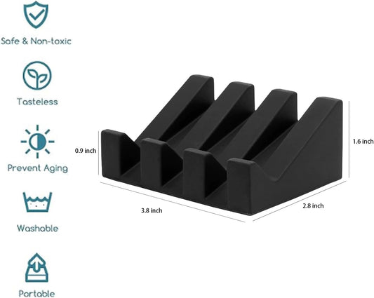 Silicone Soap Dish, Bar Soap Holder for Shower Bathroom, Kitchen, Bathtub, Self Draining Waterfall Drying Tray Keep Soap Bars Dry Clean & Easy Cleaning (Black)