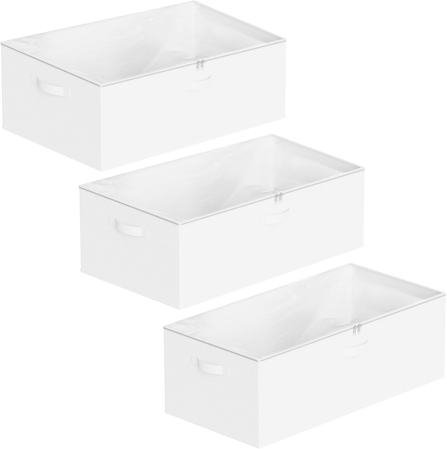 SpaceAid 3 Pack 10" High Under Bed Storage Containers, Large Underbed Storage Organizer Bins with Lids for Bedroom, Dorm, Clothes, Closet Organization, Bed Sheets and Blankets (Gray)
