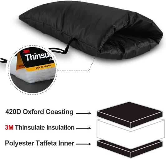 3M Thinsulate Outdoor Faucet Cover for Winter Sprinkle Freeze Protection, Reusable Tape Opening String Tying System, Waterproof Insulated Spigot Cover Faucet Sock for Outdoor Faucet - Black 13” x 25"