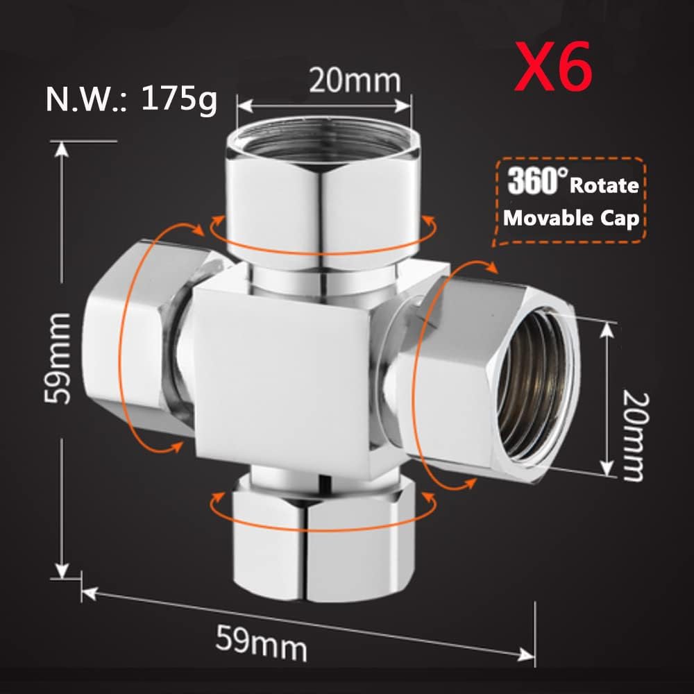 Water Diverter Fitting Adapter, Add-A-Tee G1/2" Hose Connector Adapter for Angle Valve adapter, Shower arms, Toliet Bidet Sprayer, Hose Pipe Fittings (3 Way T2)