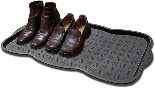 iCustomRug Heavy-Duty Multi-Purpose Indoor Boot/Shoe Tray w/Lip Boot Drying Pet Bowl Kitchen Garage Entryway Mud Room 4 Styles and Sizes 15" X 30" in Black