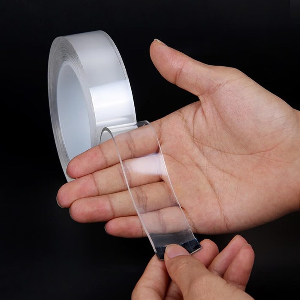 Double Sided Tape Heavy Duty, Nano Tape, Double Sided Mounting Tape, Clear Adhesive Tape for Hanging Picture, Poster, Carpet, Photo Deco, 2 Rolls, 16.5 Feet Per Roll