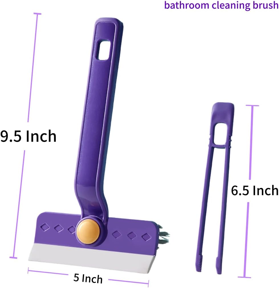 Lightweight Scraper Cleaning Brush with Hard Bristles and Built-in Garbage Holder, Multi-Surface Cleaner for Kitchen Sink, Bathroom Tub, Glass Stove Top, Tabletop, and Hard-to-Reach Floor Crevices