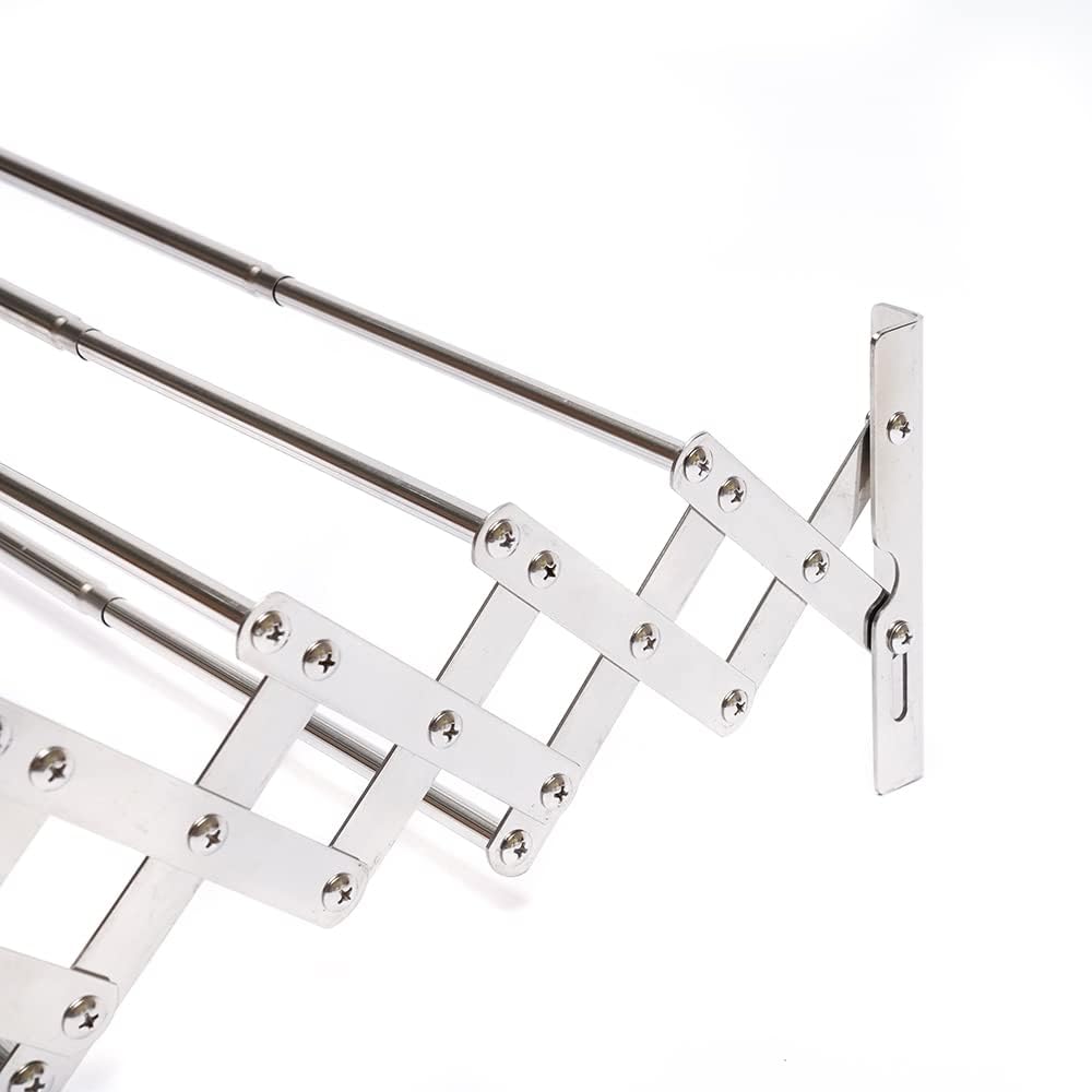 Wall Mounted Folding Bathroom Shelf Drying Rack Telescopic Towel Rack Stainless Steel Multifunctional Shelf 42~80cm Adjustable