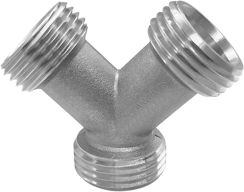 Joywayus Brass Nickel Plating 3/4" GHT Male Y Shaped 3 Way Garden Hose Connector Pipe Fitting Coupler Adapter (Pack of 2)