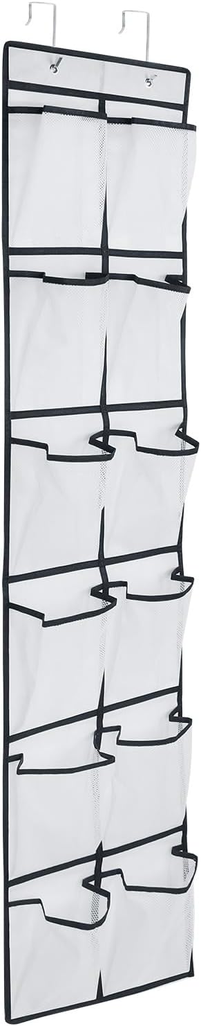 GOMAJI Over the Door 12 Pocket Hanging Shoe Organizer, Gray