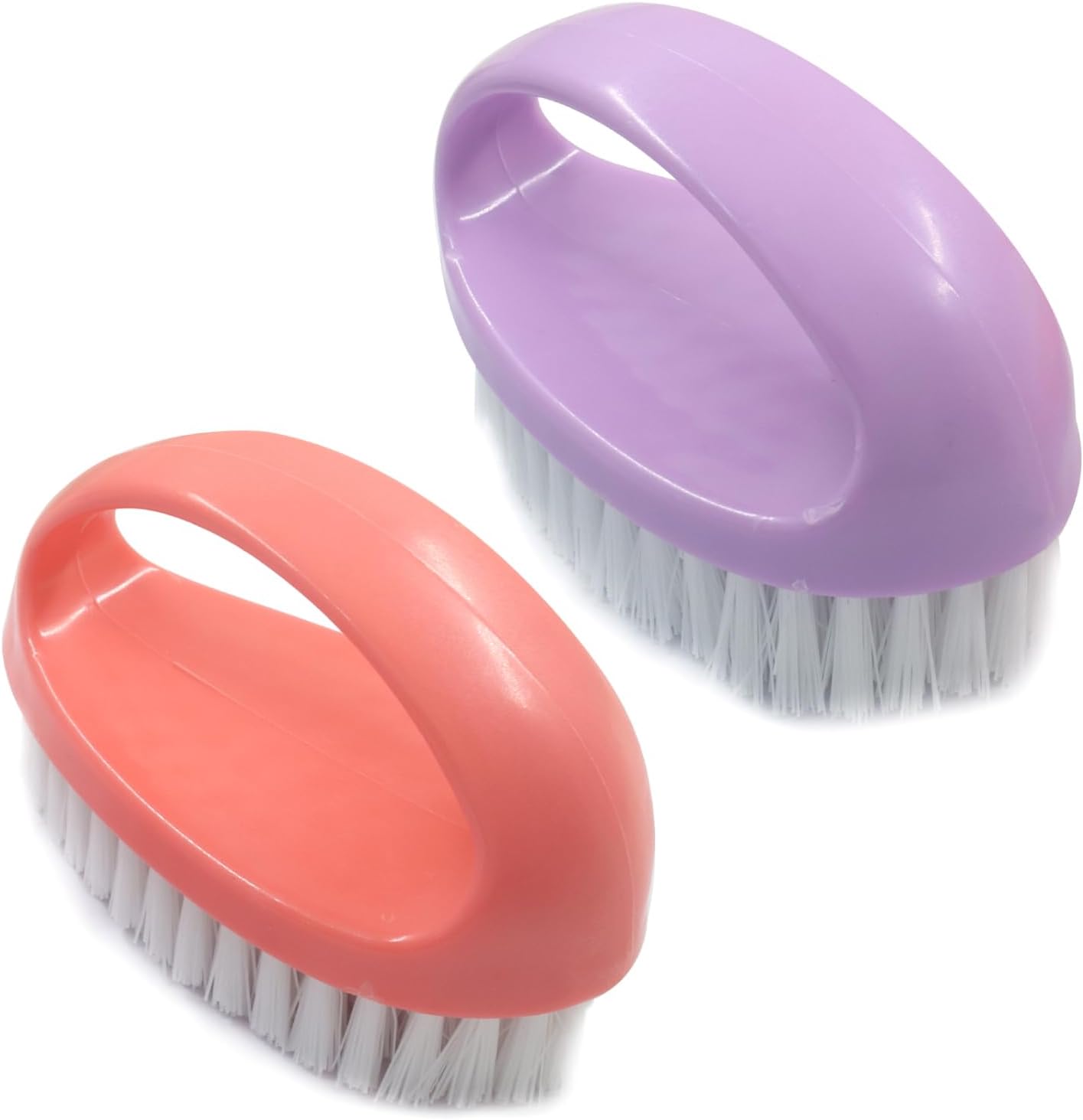 BokWin 2-Pack Heavy-Duty Scrubbing Brushes for Cleaning with Stiff Nylon Bristles, Scrubber Cleaner Brush for Tile, Bathtub, Sink & Kitchen Surfaces, Comfort Grip Handle (Purple and Pink)