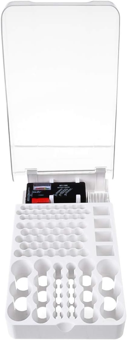 Battery Organizer Storage Case w Tester-110 Batteries Holder Box for AAA, AA, 9V, C, D and Button Battery