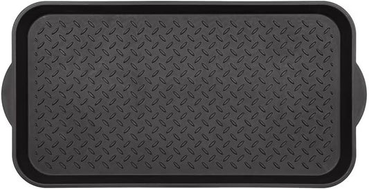 Diamond Boot Tray, 15" x 29", Black,Shoe Mat for Entryway, Mudroom or Garage, Black Floor Protection Tray