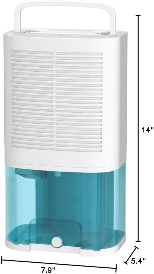 Dehumidifier 68oz(2000ml) Small Dehumidifier with Drain Hose for Up to 650 sq.ft Ultra Quiet Mini Portable Air for Home Basements Bathroom Bedroom Closet Kitchen RV