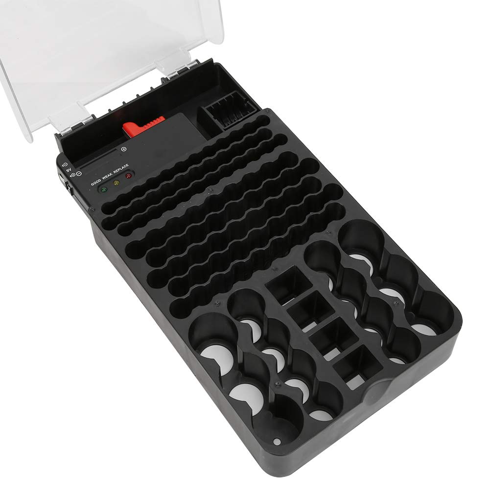 Multifunctional 104 Grids Battery Organizer Case with Tester - Store AAA, AA, C, D, 9V & Button Cells