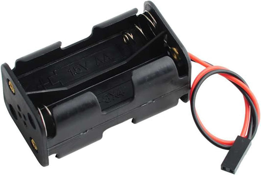 4 Cell 6V AA Battery Holder Case with JR Connector Battery Cover Storage Box for RC Servo Tester DIY (Pack of 4)