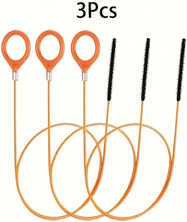3pcs Extra Long 32.09 Inch Stainless Steel Drain Clog Remover Hook with Nylon Coating - Hair Removal Tool for Bathroom Sinks, Bathtubs, Shower Drains, Floor & Kitchen Drains
