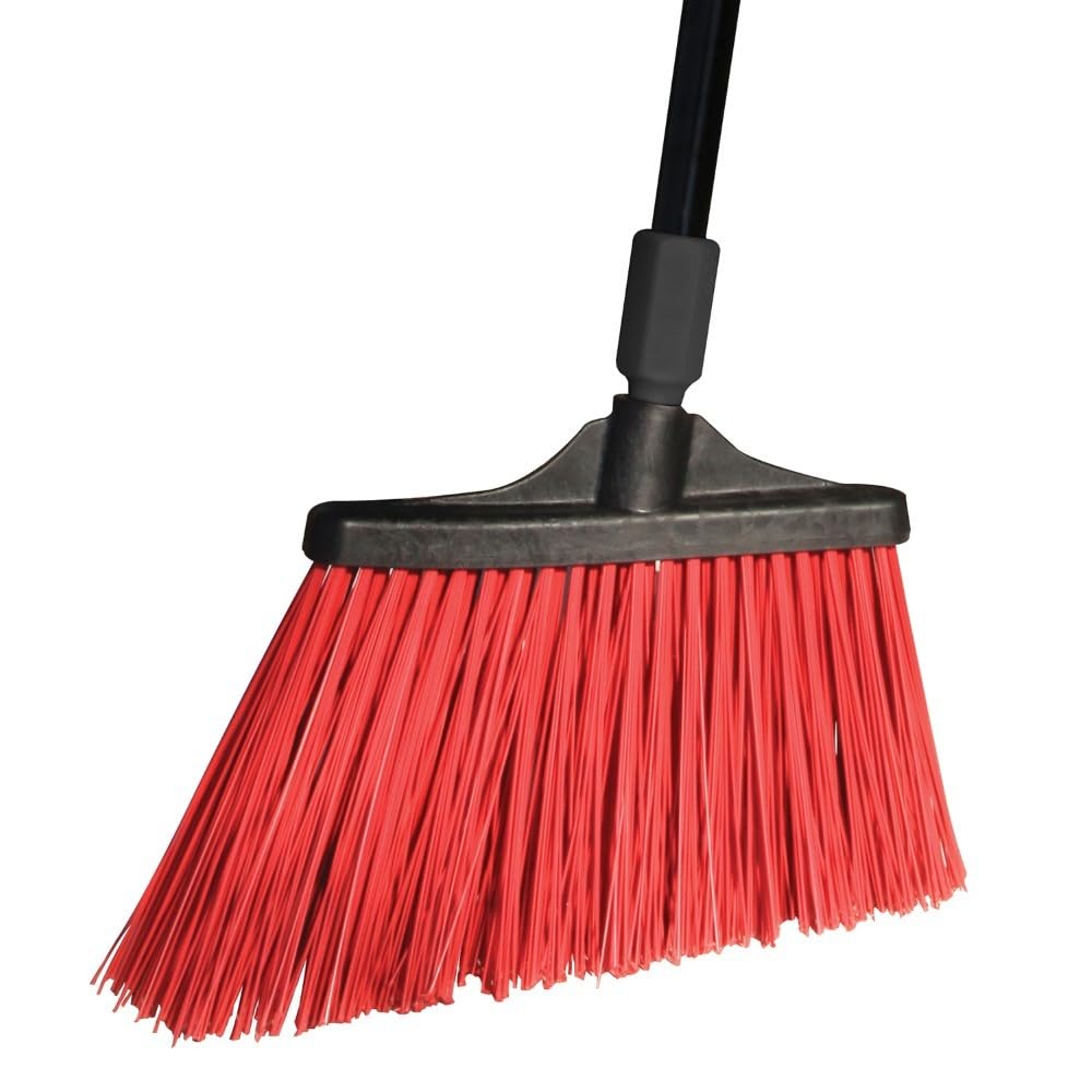 831648 O-Cedar Maxistrong Heavy Duty Angle Broom Black/Red, Large