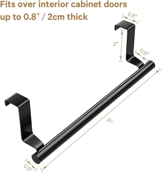Stainless Steel Over Door Towel Rack Bar Holders for Universal Fit on Over Cabinet Cupboard Doors 2 Pack (Sliver)
