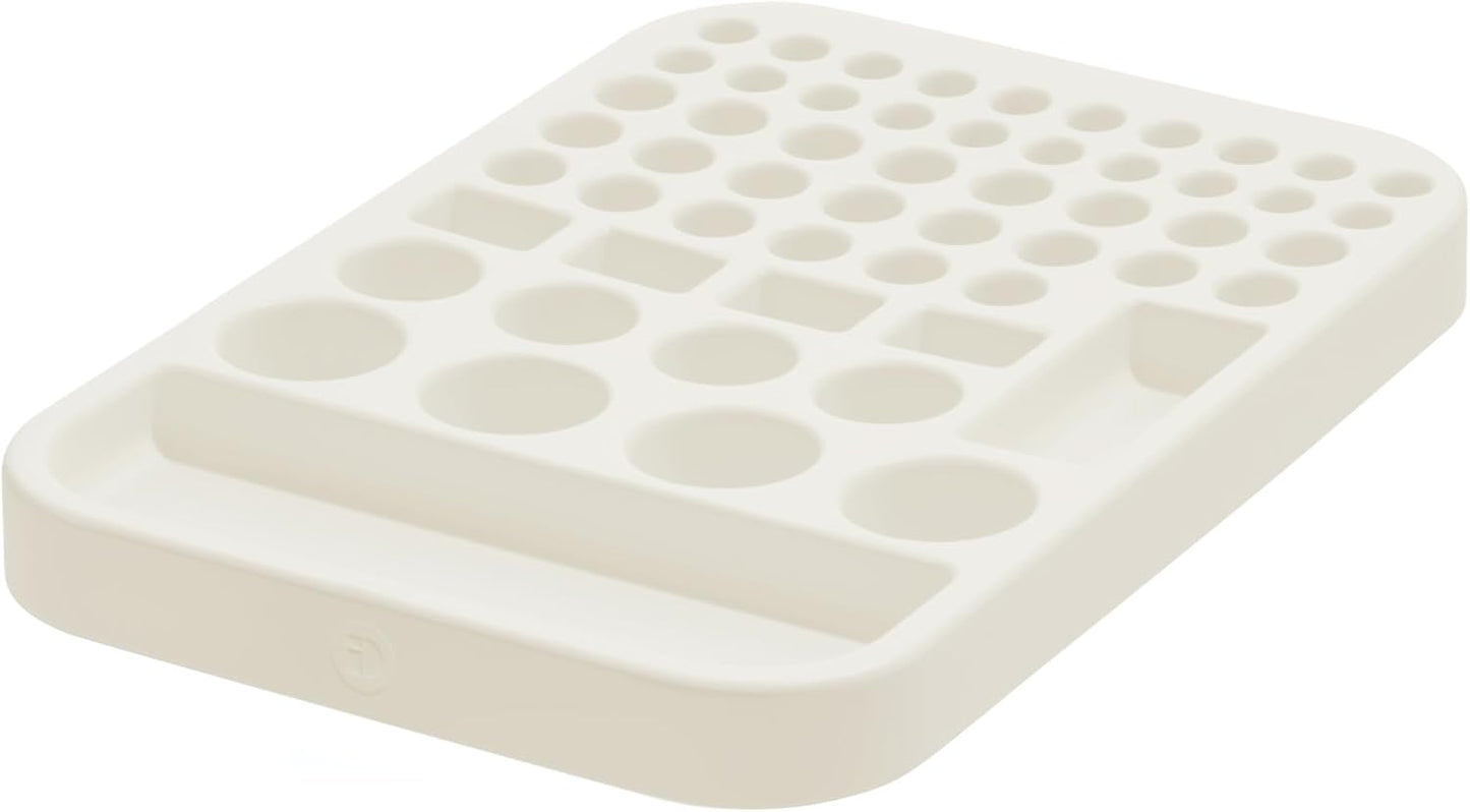 iDesign Plastic Divided Battery Organizer Insert, Coconut | 7.6" x 11.1" x 1"