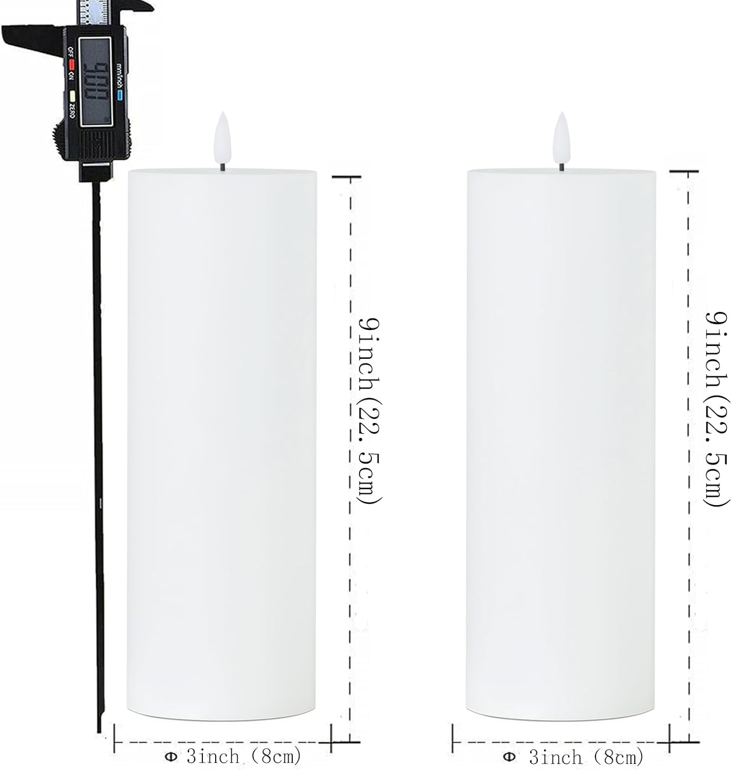 volnyus White Flameless Candles Set of 2 (3x6 inch) Flickering LED Wax Candles Battery Operated with Remote Control Timers for Night Light/Fireplace/Party Dimmable Pillar Candles Flat top