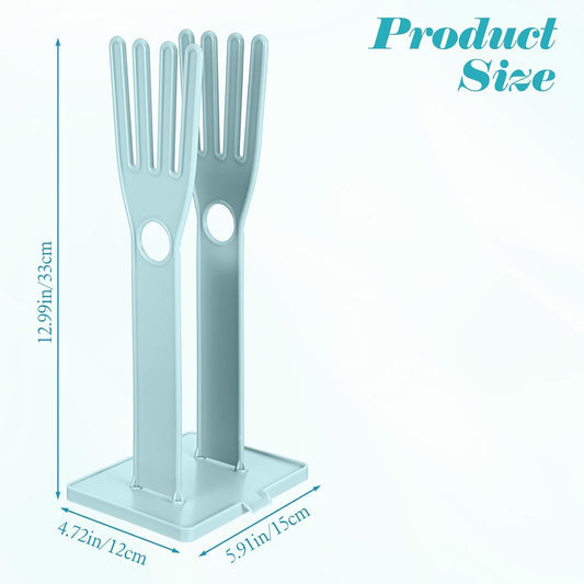 Kitchen Dish Glove Holder Reusable Plastic Dishwashing Gloves Drying Rack, Rubber Mitten Clothes Dryer Washing Sink Holders Stand Towel Hanger for Dish Gloves Rags Sponge Food Bag Organizer(Blue)