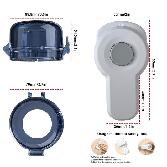 Stove Knob Safety Covers for Child (5 + 1 Pack), Upgraded Universal Size Press Gas Stove Covers with Adhesive,Water/Oil/High-Temp Resistant - Home Kitchen Safety for Kids & Pets