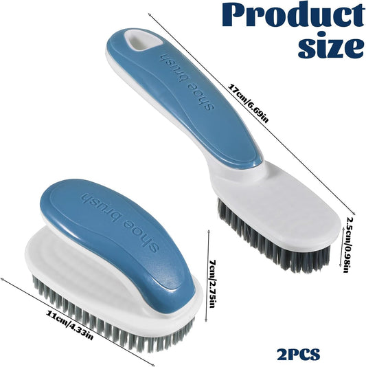 2pcs Soft Bristle Scrub Cleaning Brushes Laundry Scrub Brush | Shoe Cleaning Brushes Stain Remover Shoe Laundry Stain Brush with Long Handle for Carpet Clothes Bathroom Countertop Bathtub