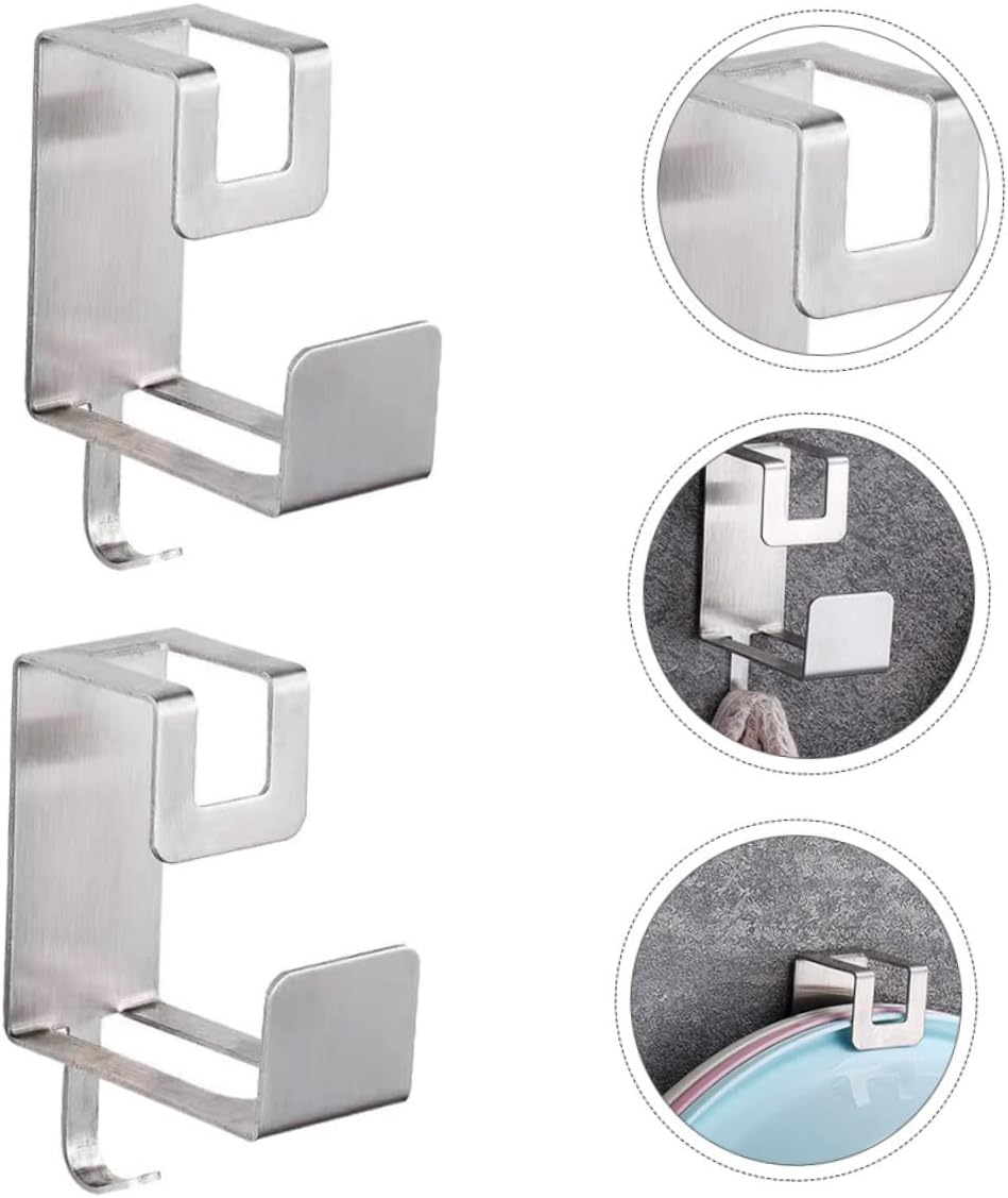 Uonlytech 2Pcs Wall Mounted Washbasin Storage Rack Self Adhesive Bathroom Basin Hanger for Towels Brushes and Cleaning Cloths Compact Durable Design No Punch Needed