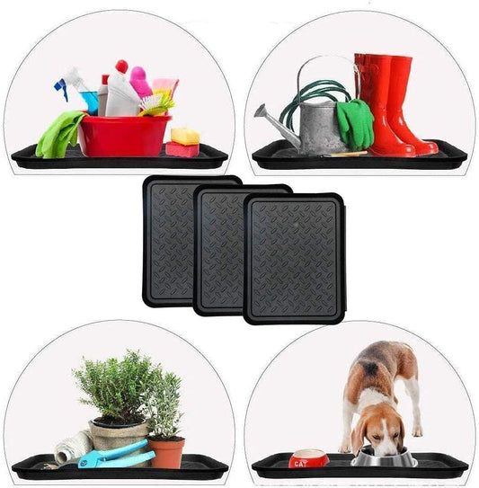 3PCS Boot Tray,Shoe Mat,Multi-Purpose Garden Tool Tray,Pet Food Mat,Waterproof for Indoor and Outdoor (Black, 14 x 11 Inch)