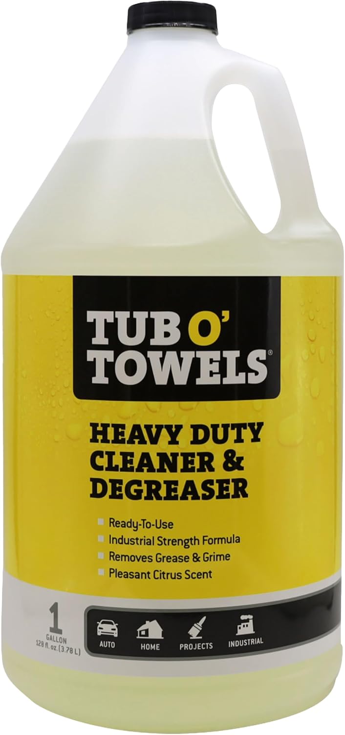 Tub O' Towels Heavy Duty Cleaner and Degreaser Spray Helps in Removing Oil Tar Paint Dirt Caulk Grease Grime Gunk Epoxies, Industrial Strength, Home & Auto, Made In USA, Citrus Scent, 24oz, 2-Pack