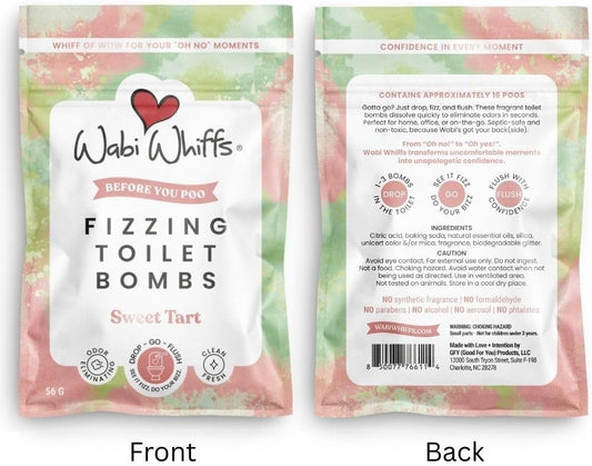 Wabi Whiffs Fizzing Toilet Bombs - Cloud & Sky (16 Count) | Natural Bathroom Deodorizer | Odor Eliminator Tablets For Freshness & Cleanliness | Eco-Friendly Septic Safe Tablets |