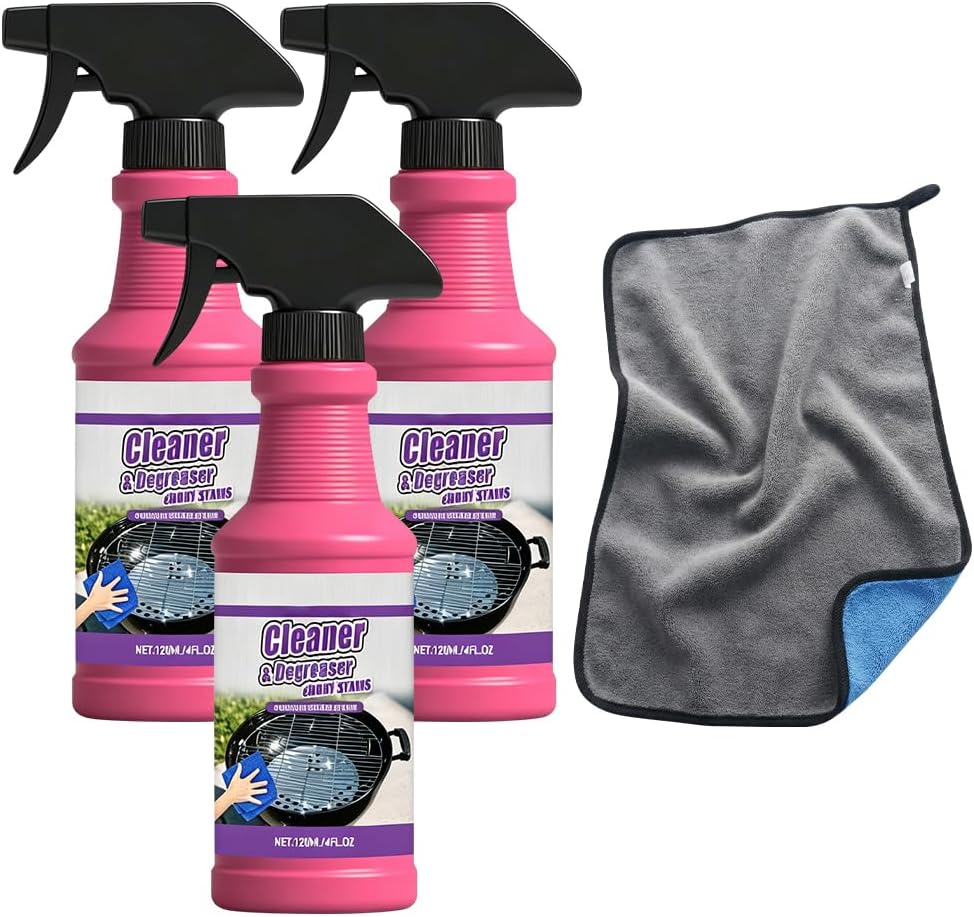 Fast-Acting Heavy-Duty Grill Degreaser Spray, BBQ Grill Cleaner for Burnt Food & Grease (1pcs)