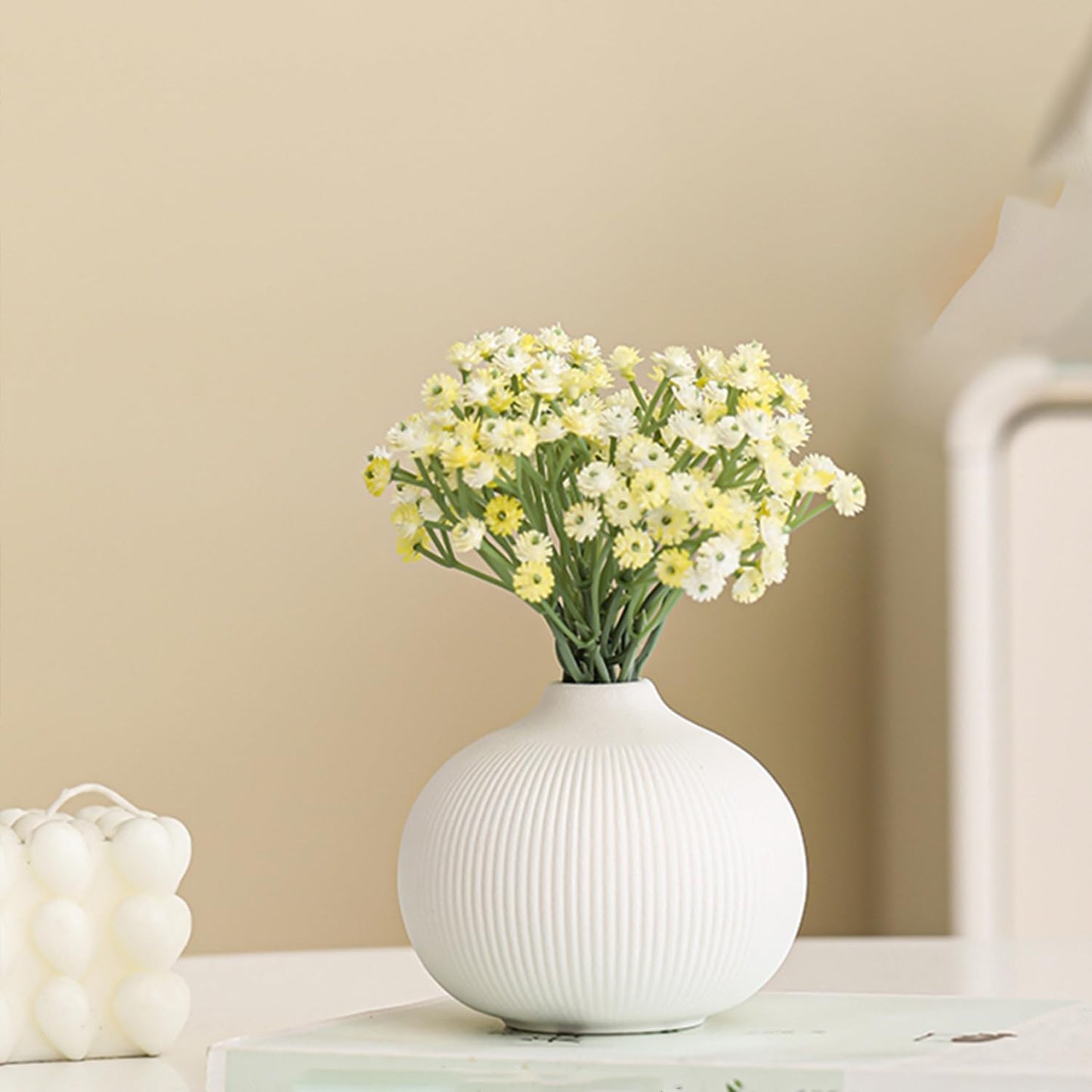 Ceramic Vase Set of 3 - Small Modern Minimalist Ceramic Bud Vases for Home Decor - Boho Aesthetic Flower Vases for Desk, Shelf & Table, Mantle, Bookshelf (Cute & Versatile) (Neutral Mix)