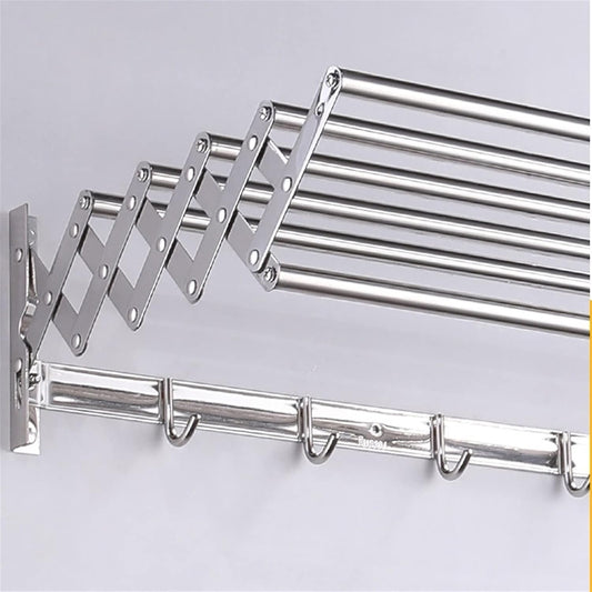 Expandable Wall Mounted Folding Clothes Horse Dryer Rack Retractable Laundry Drying Rack Clothes Airers Washing Line Indoor Towel Hooks Elegant70Cm,40cm