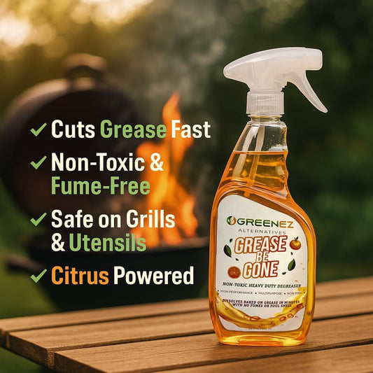 GREASE-BE-GONE | Citrus-Powered Kitchen Degreaser Spray | Dissolves Baked-On Grease & Oil | Pure & Safe Formula for Ovens, Stoves, Air Fryers, BBQ Grills | No Fumes or Odors (23 oz)