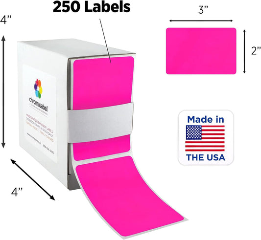 ChromaLabel 2 x 3 Inch Fluorescent Green Labels, Writable Moving Box Labels for Color Coding, Storage Bins, Warehouse Inventory, Large Label Stickers, 250 Labels in Dispenser Box