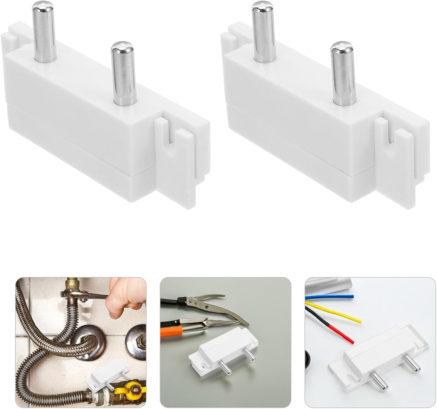WOONEKY 2pcs Stainless Steel Water Leakage Detection Probes Liquid Water Level Sensors for Floor Leak Monitoring Under Sink