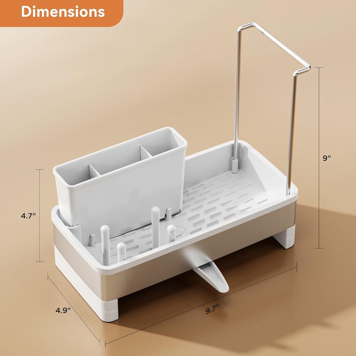 Laveshop Sponge Holder for Kitchen Sink, Rustproof Stainless Steel Sink Caddy with Auto-Drain, Removable Brush Holders, Soap and Dishcloth Organizer, Black