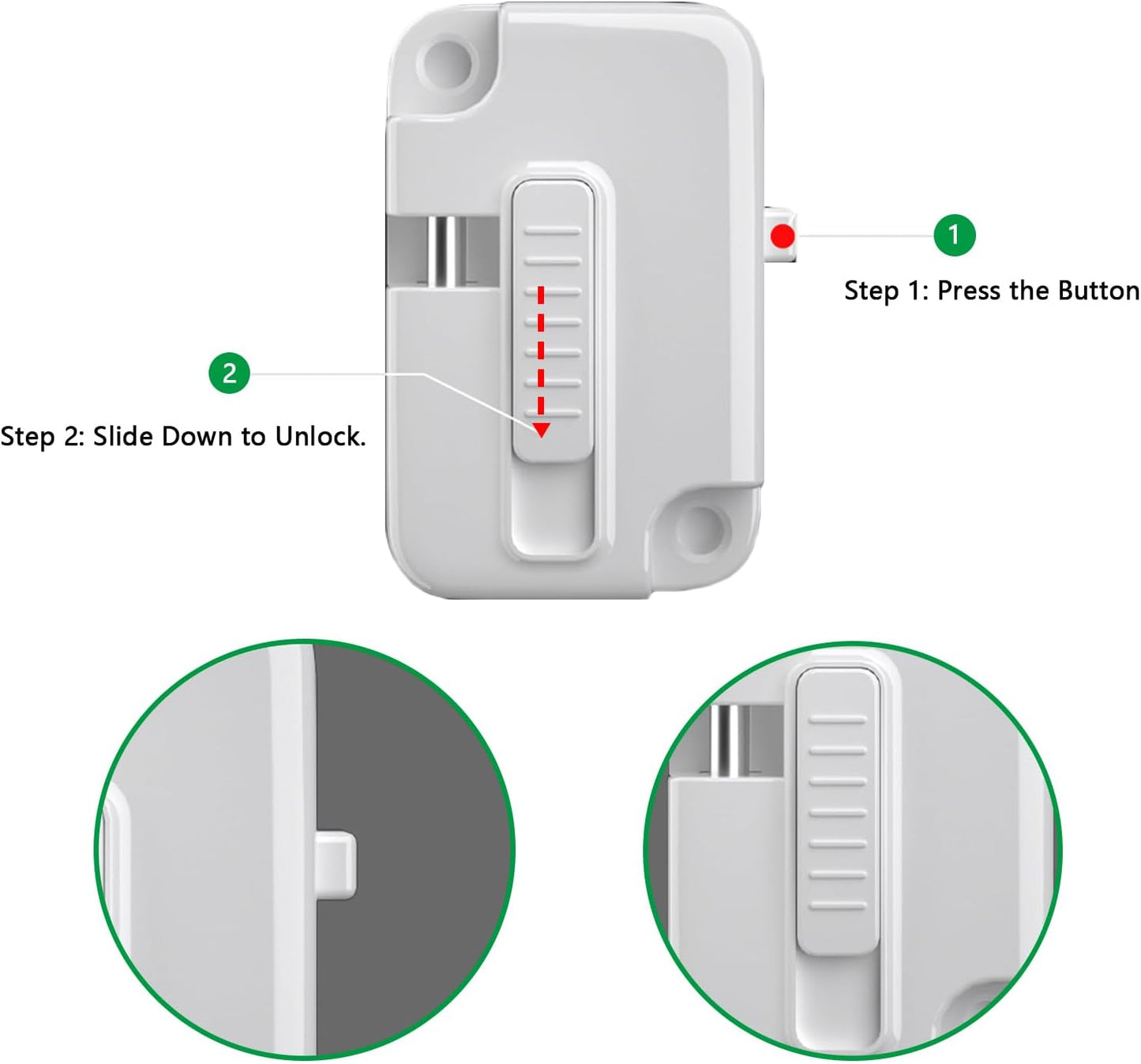 Cabinet Locks for Babies (2 Pack), Heavy Refrigerator Lock, for Fridge, Cabinets, Drawers, Dishwasher, Toilet, Window and Child Locks for Cabinets, Strong non-marking Adhesive No Drilling