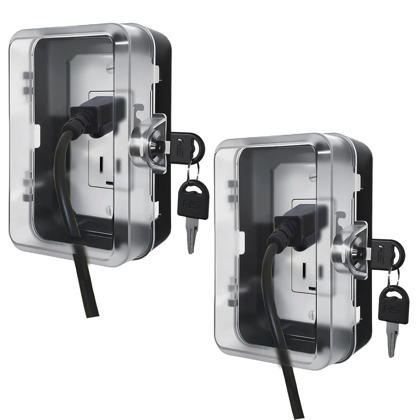 Child Proof Outlet Lock Box with 2 Durable Keys - Heavy Duty Safety Cover for Baby Proofing, Tool-Free Installation, More Space for Large Plugs Universal Fit Socket Protector (1Pack, Black)