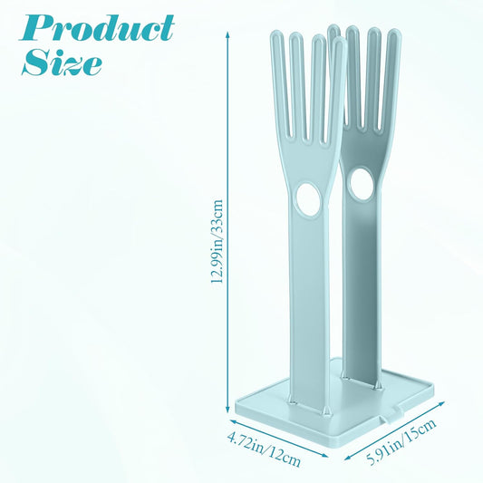 2 Pcs Kitchen Glove Holder, Kitchen Glove Stand Holder Plastic Glover Drying Dryer Rack, Reusable Rubber Dishwashing Gloves Clothes Drying Rack for Dish Gloves and Rags Towel Storage Tool(Blue)