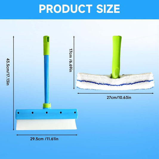 Recyclable Silicone Window Squeegee Kit – 3-in-1 Glass Cleaning Tool with Microfiber Scrubber for Windows, Shower, Mirrors, Doors & Cars (1 Set, Green)