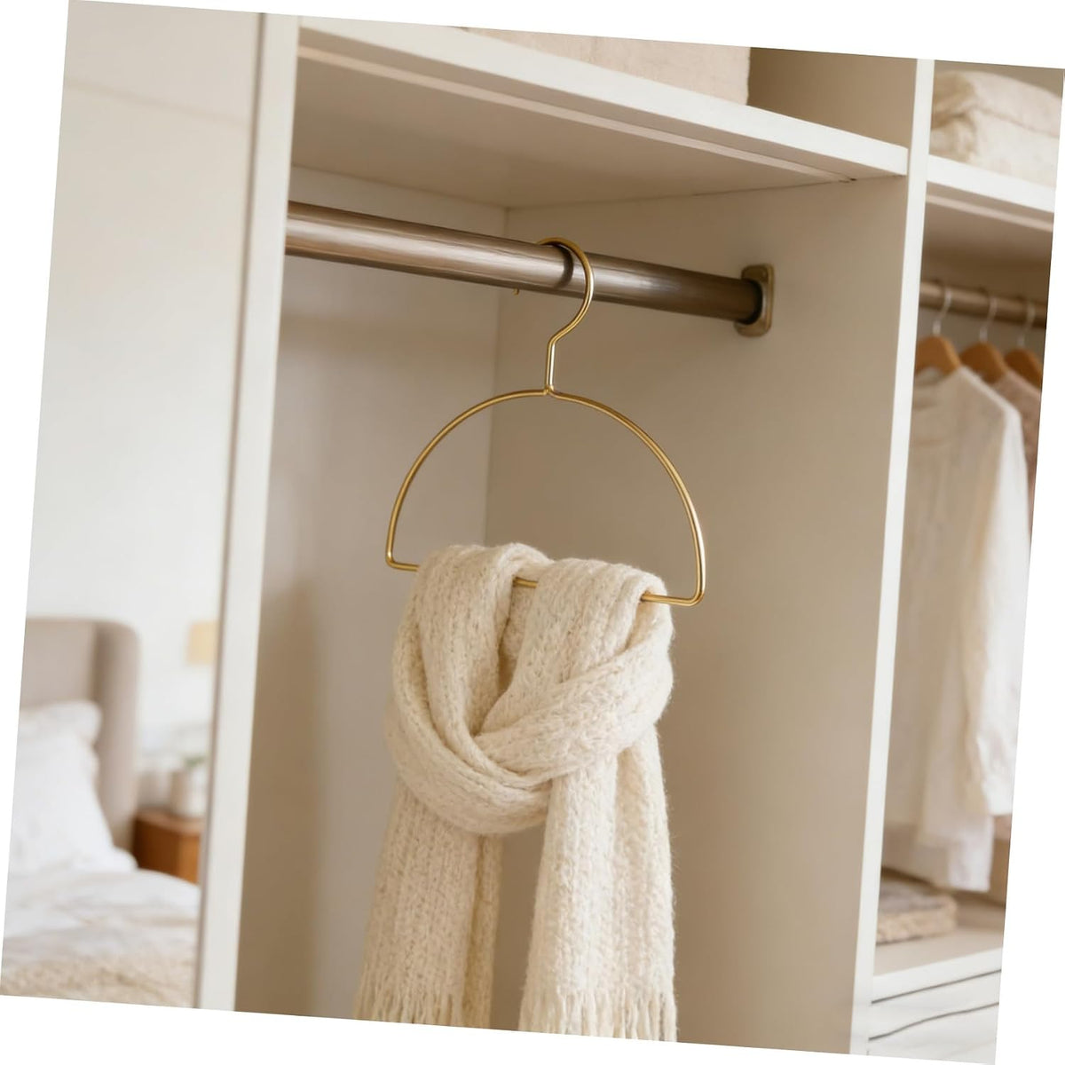 VOSAREA 5pcs Semi-Circle Wall-Mounted Laundry Hanging Rack Set, Gold Metal Clothes Drying Stand for Scarves, Towels, and Garments Storage in Laundry Room