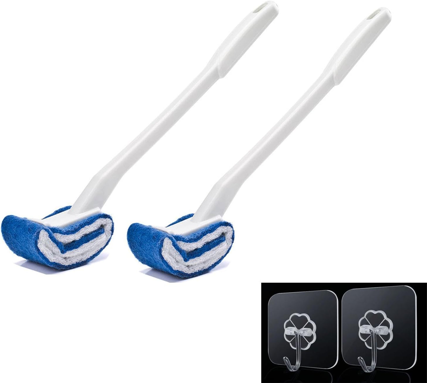 Toilet Brush Bowl Brush - Scratch-Free Curved Good Grip Easy to Use Deep Cleaning No Scratching, Anti-Splashing Easy to Store (2pc Blue)